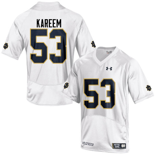 Men's NCAA Notre Dame Fighting Irish #53 Khalid Kareem Stitched College Under Armour Authentic White Football Jersey IG10Y14XZ